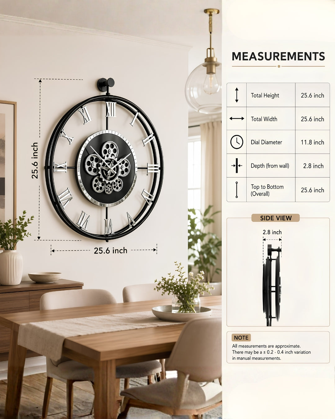 Moving Gear Wall Clock – Luxury Metal Ring