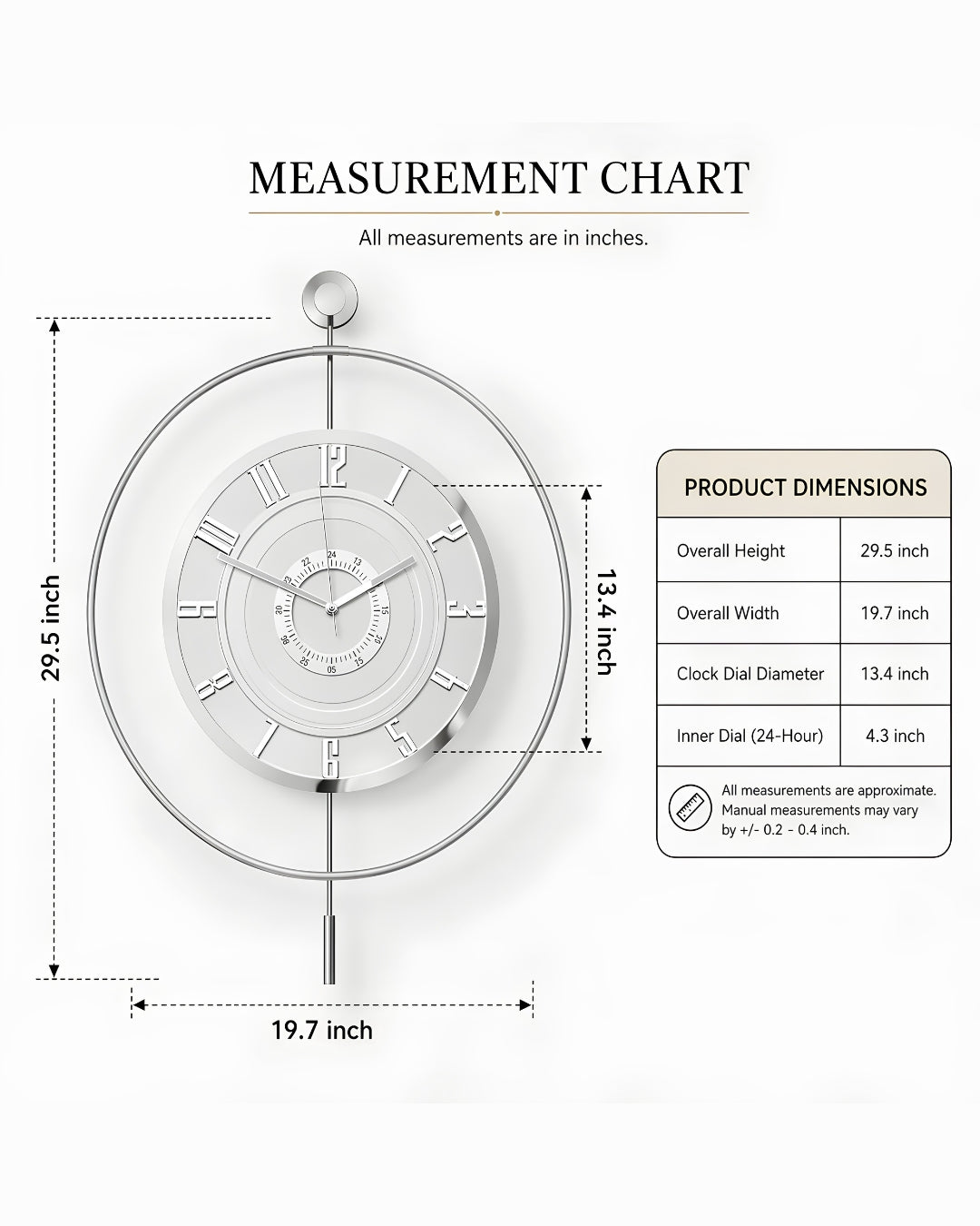 Large Luxury LED Backlit and Silent Non-Ticking Decorative Clock