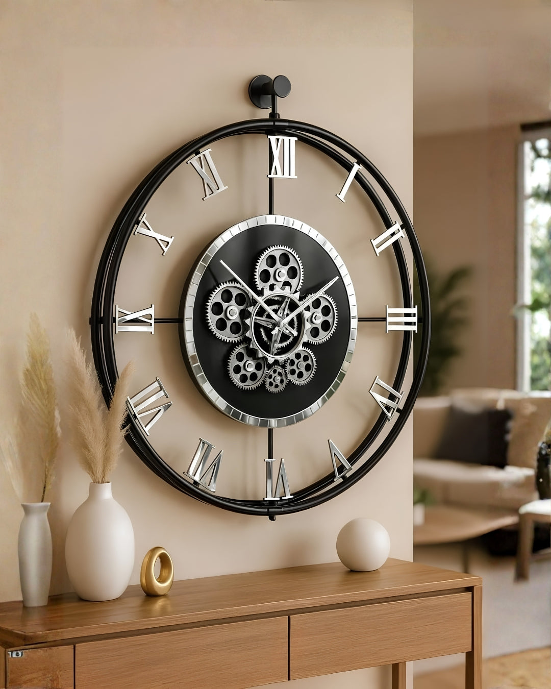 Moving Gear Wall Clock – Luxury Metal Ring