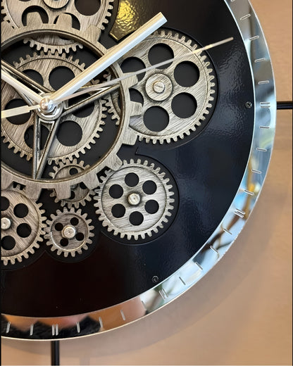Moving Gear Wall Clock – Luxury Metal Ring