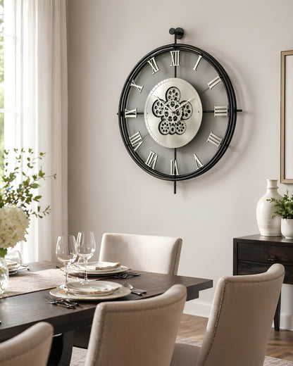 Moving Gear Wall Clock – Luxury Metal Ring