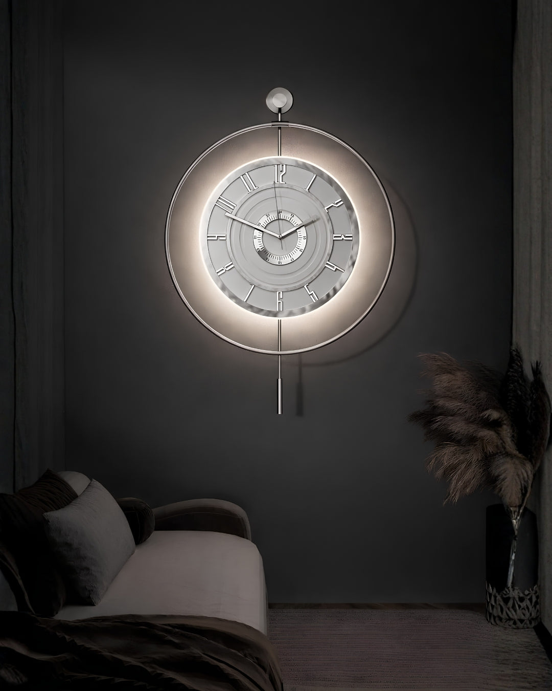 Large Luxury LED Backlit and Silent Non-Ticking Decorative Clock