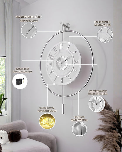 Large Luxury LED Backlit and Silent Non-Ticking Decorative Clock