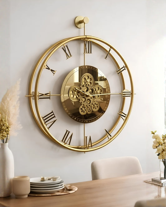 Moving Gear Wall Clock – Luxury Metal Ring