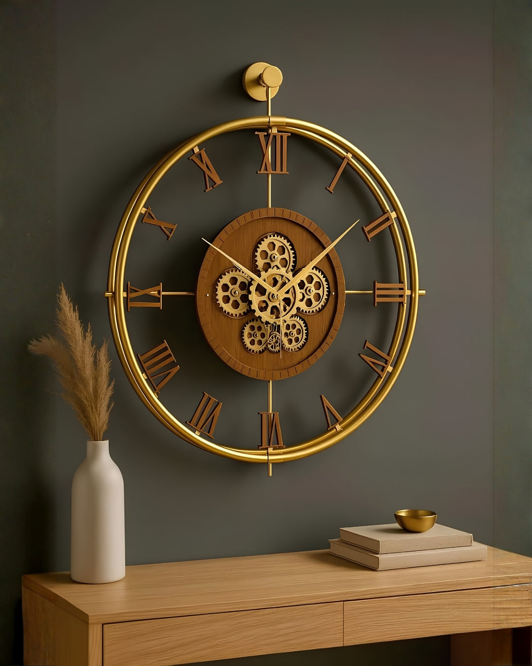Moving Gear Wall Clock – Luxury Metal Ring